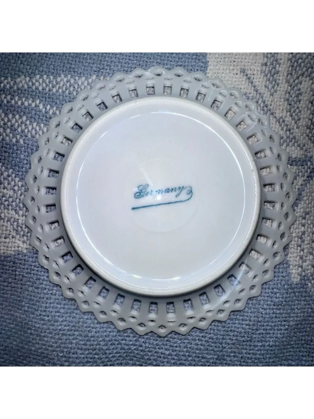 Vintage Porcelain Reticulated Pierced Made In Germany Trinket Dish Plate
